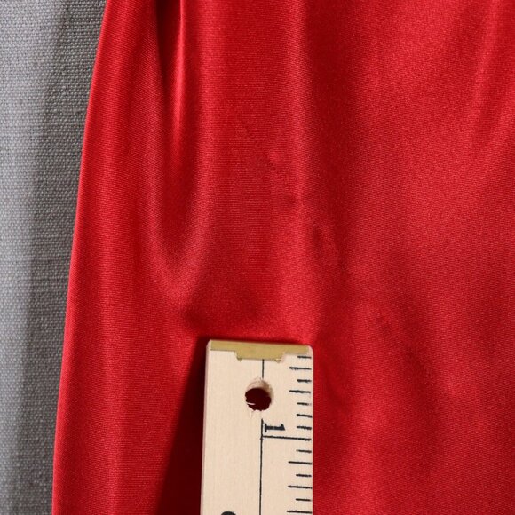 Y2K Bebe Red Satin Slip Midi Dress XS Cowl Neck Spaghetti Straps Made in USA - Picture 3 of 12